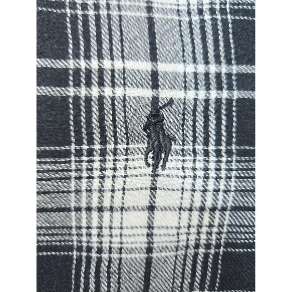 Ralph Lauren Mens Black Plaid Flannel Shirt Medium - Picture 7 of 8